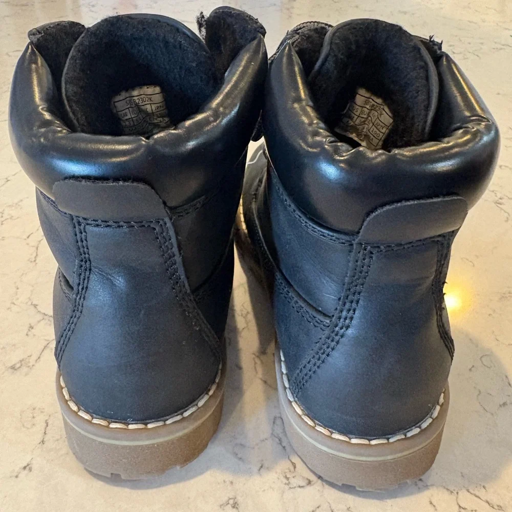 Boys Insulated Snow Boots Winter‎ Black Lace-Up Rugged Sole Kids SZ 13